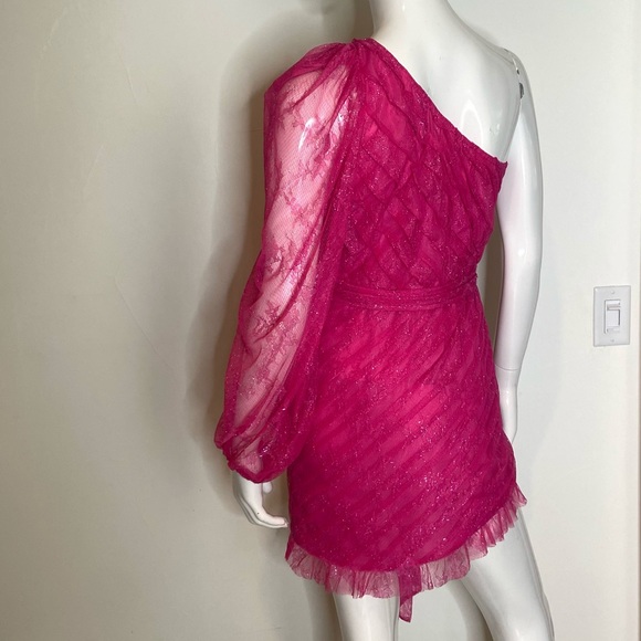For Love & Lemons Dynasty One Shoulder Dress Medium Size 8 Excellent Condition - Picture 10 of 14